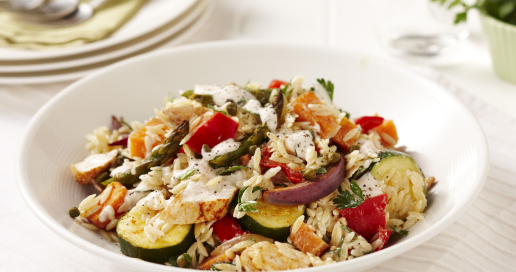Roasted chicken, vegetable and risoni salad - Diabetes Victoria